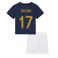 Frankreich William Saliba #17 Fußballbekleidung Heimtrikot Kinder WM 2022 Kurzarm (+ kurze hosen)